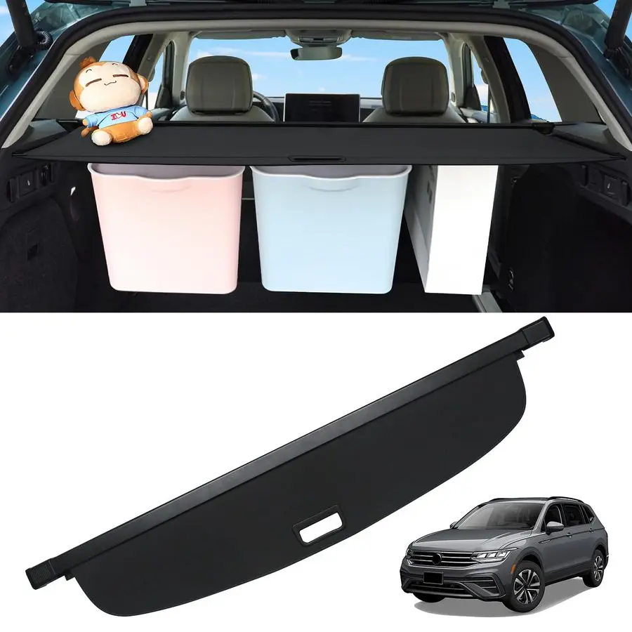 

Cargo Cover for VW Tiguan 20182024 Accessories Retractable Trunk Cover Black Rear Trunk Security Cover Shielding Shade Waterproo