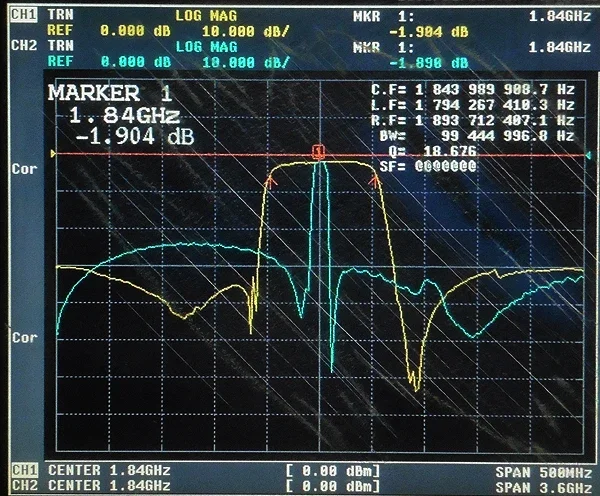 1842MHz SAW Bandpass Filter for Communication System, 1dB Passband 1810-1870MHz,SMA