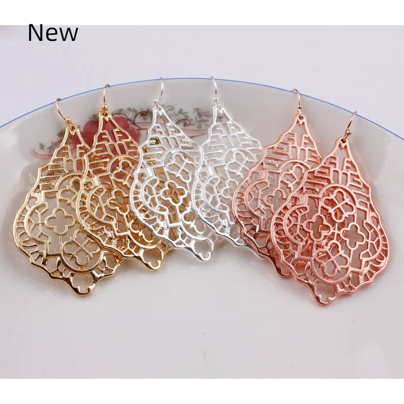 ZWPON 2020 New  Filigree Teardrop Drop Earrings for Women Fashion Designer Jeweley Statement Cutout Water Drop Earrings