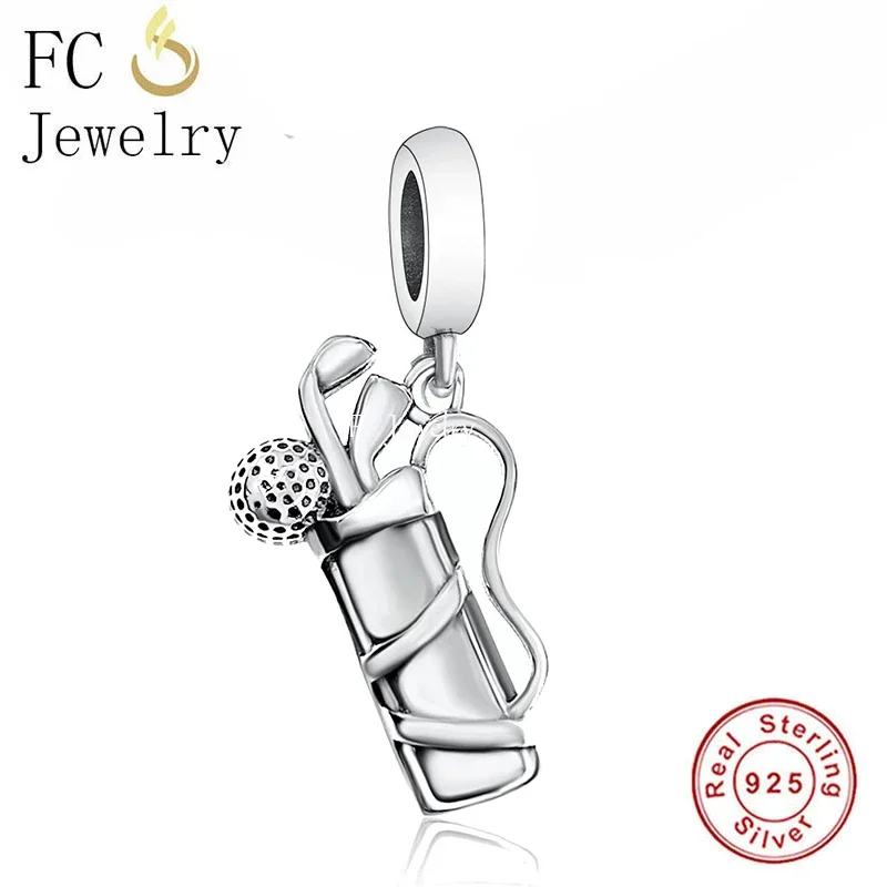 FC Jewelry Fit Original Pan Charms Bracelet 925 Sterling Silver Golf Bag With Clubs And Ball Bead For Making Berloque 2022