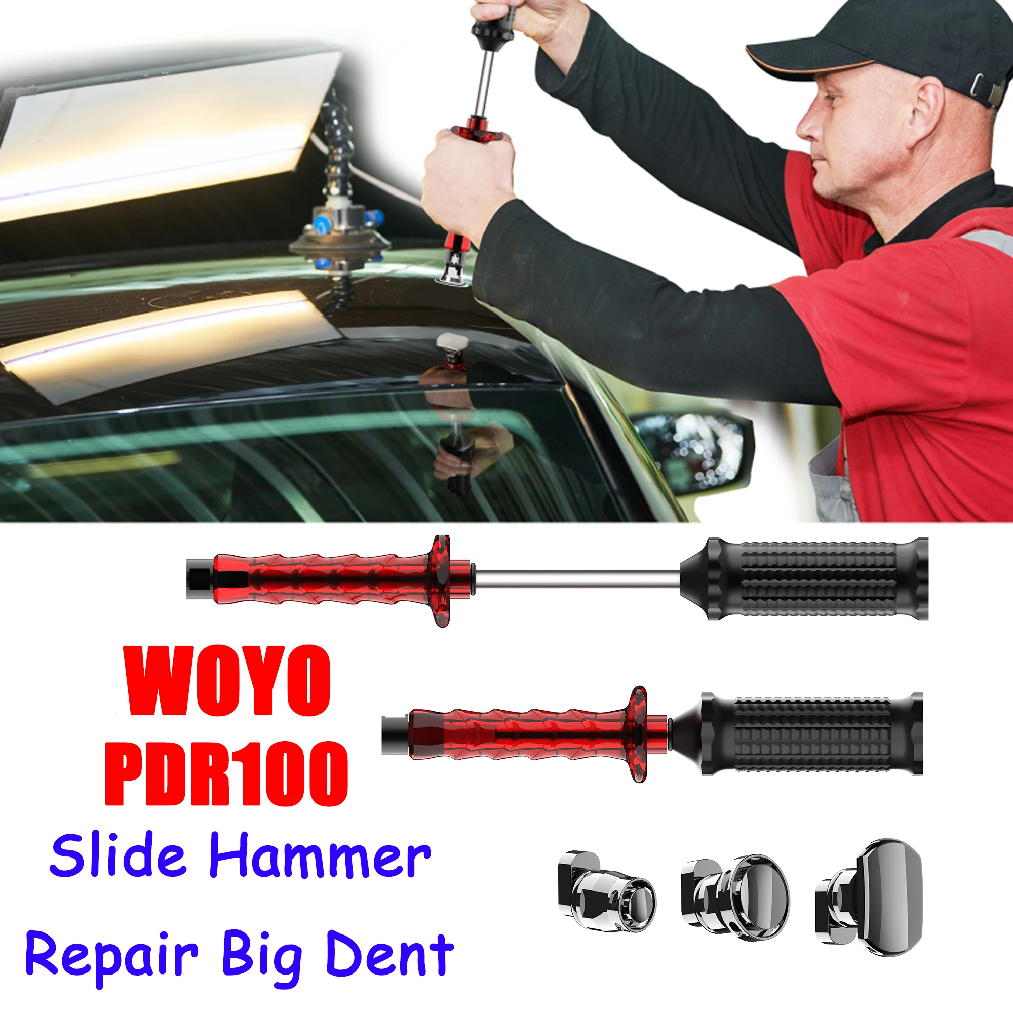 

WOYO PDR100 Slide Hammer Dent Puller with Tabs Set Damage-free Paint Cold Glue Dent Repair Puller Tool PDR Kits