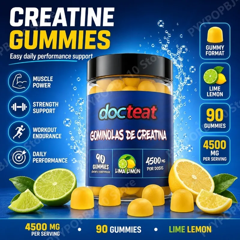 Creatine Monohydrate Gummies 4500mg Per Serving Supports Muscle Strength Workout Performance Lime Lemon Flavor 90 Gummies