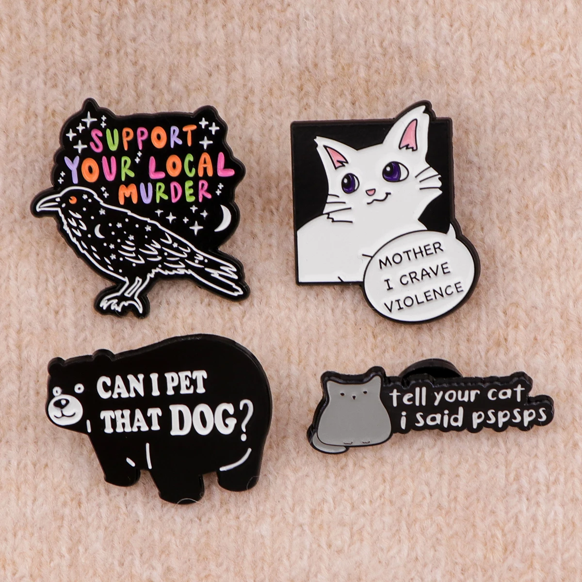 Cute Black Cat Enamel Pin Funny Bear Brooches for Women Men Lapel Pins Cartoon Badges Clothes Accessories Animal Jewelry Gifts