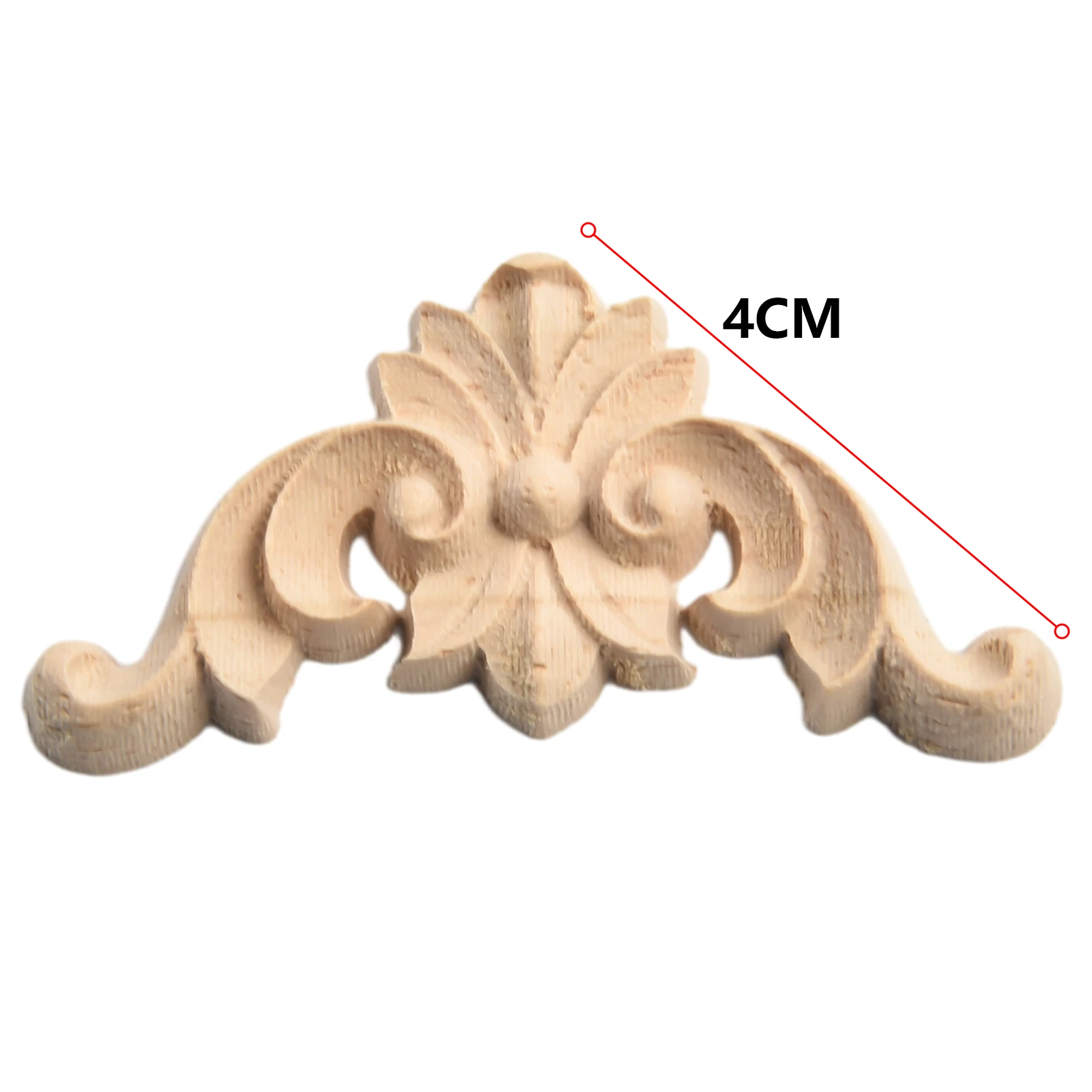 Beautiful Wood Applique Carve Decal Single Side Wood Carved 4 Pcs Replacement Unpainted 4*4cm-20*20cm Accessories Beige Classic