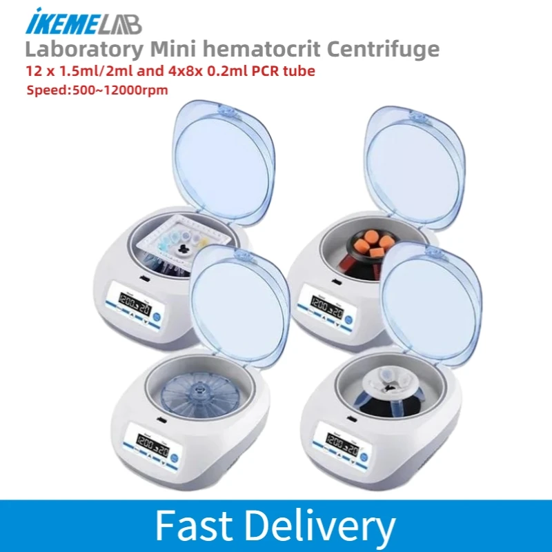 

IKEME Mini Hematocrit Centrifuge Desktop 12000rpm Microcentrifuge Hematocrito PCR Tube Digital High Speed Centrifuge Machine