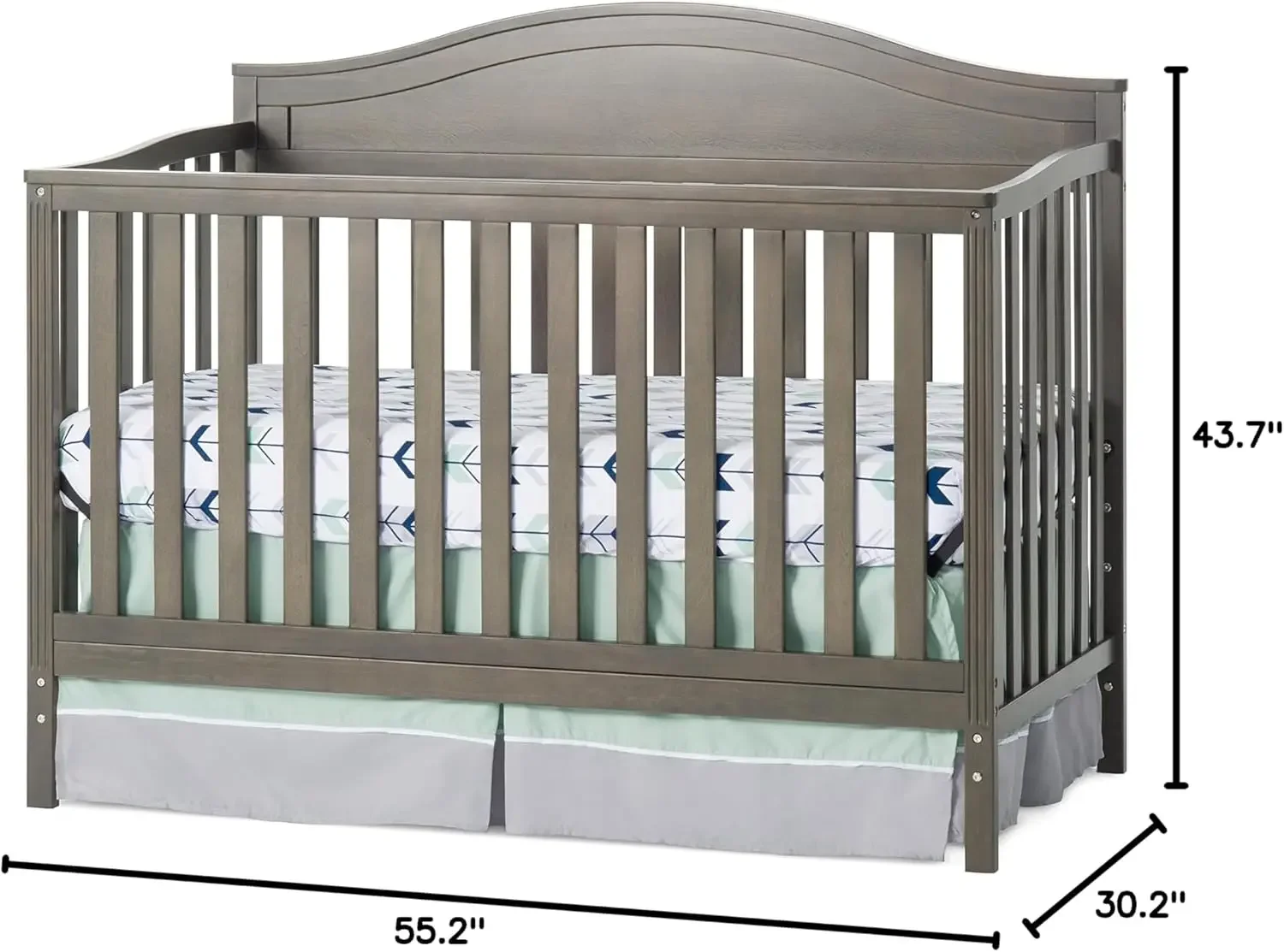 Kindercraft Sidney 4-In-1 Converteerbare Wieg, Babywieg Verandert In Dagbed, Peuterbed En Full Size Bed, 3 Verstelbare Matras