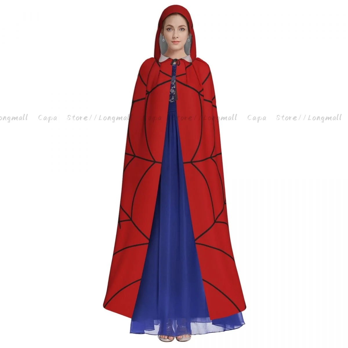 Gothic Spider And Web Hooded Cloak Coat Halloween Cosplay Costume Vampire Devil Wizard Cape Gown Party