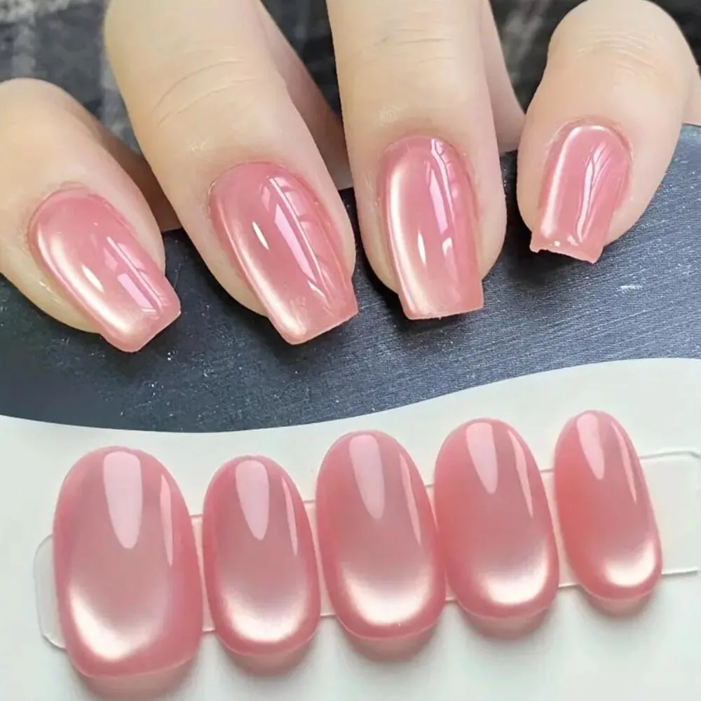 Smalto per unghie gel magnetico occhio di gatto rosa da 10 ml Smalto per unghie semi-permanente scintillante con effetto perline di vetro in porcellana bianca