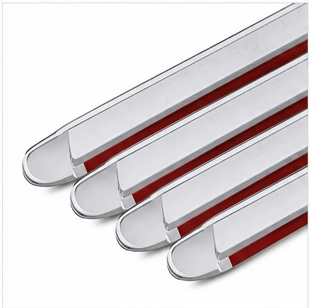 4Pcs Car Bumper Corner Guard Anti-Collision Strips Silver Trim Rubber Strips Scratch Protection Car Surface Protector