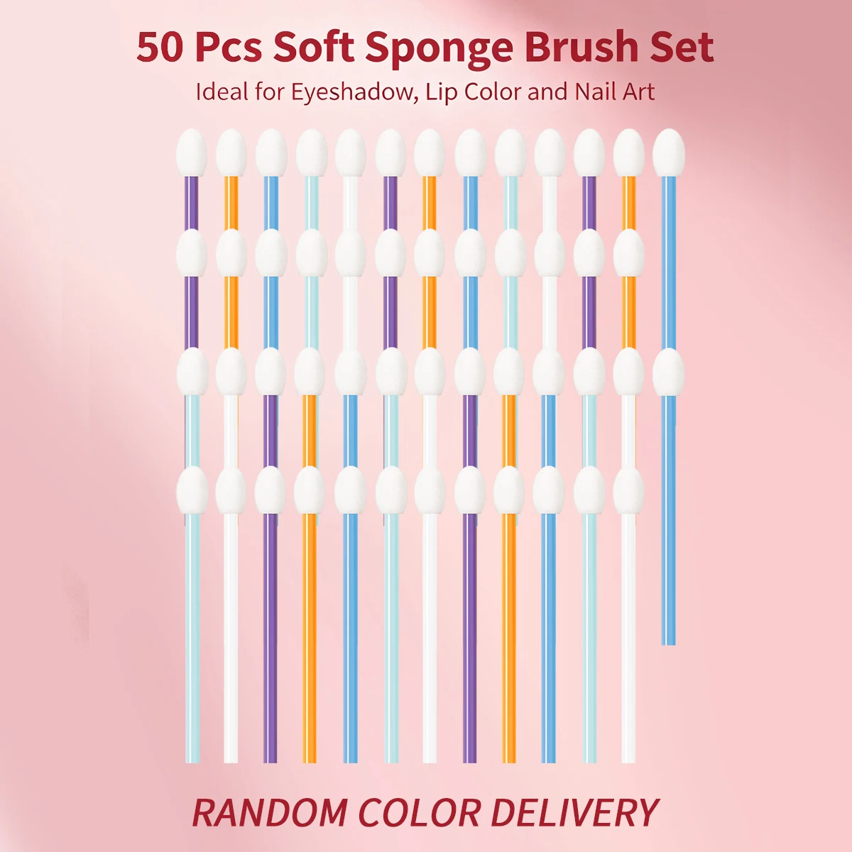 50Pcs Disposable Sponge Tip Makeup Wands, Multi-Color Random Delivery,Portable Cosmetic Tool for Home & Travel Use