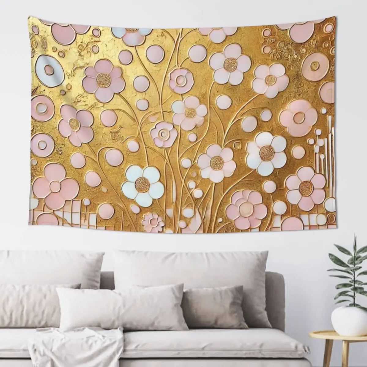 

Gustav Klimt Flowers and Gold Tapestry Decoration For Home Decor For Bedroom Tapestry