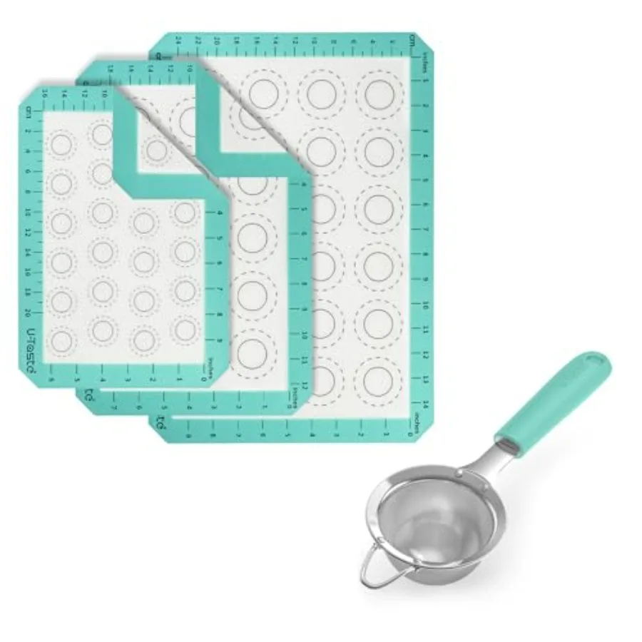 

446oF Жаростойкий силиконовый коврик для выпечки Macaron (набор из 3 шт.), нержавеющая сталь 18/8, 3,35 дюйма, маленькая мелкая сетка Strai