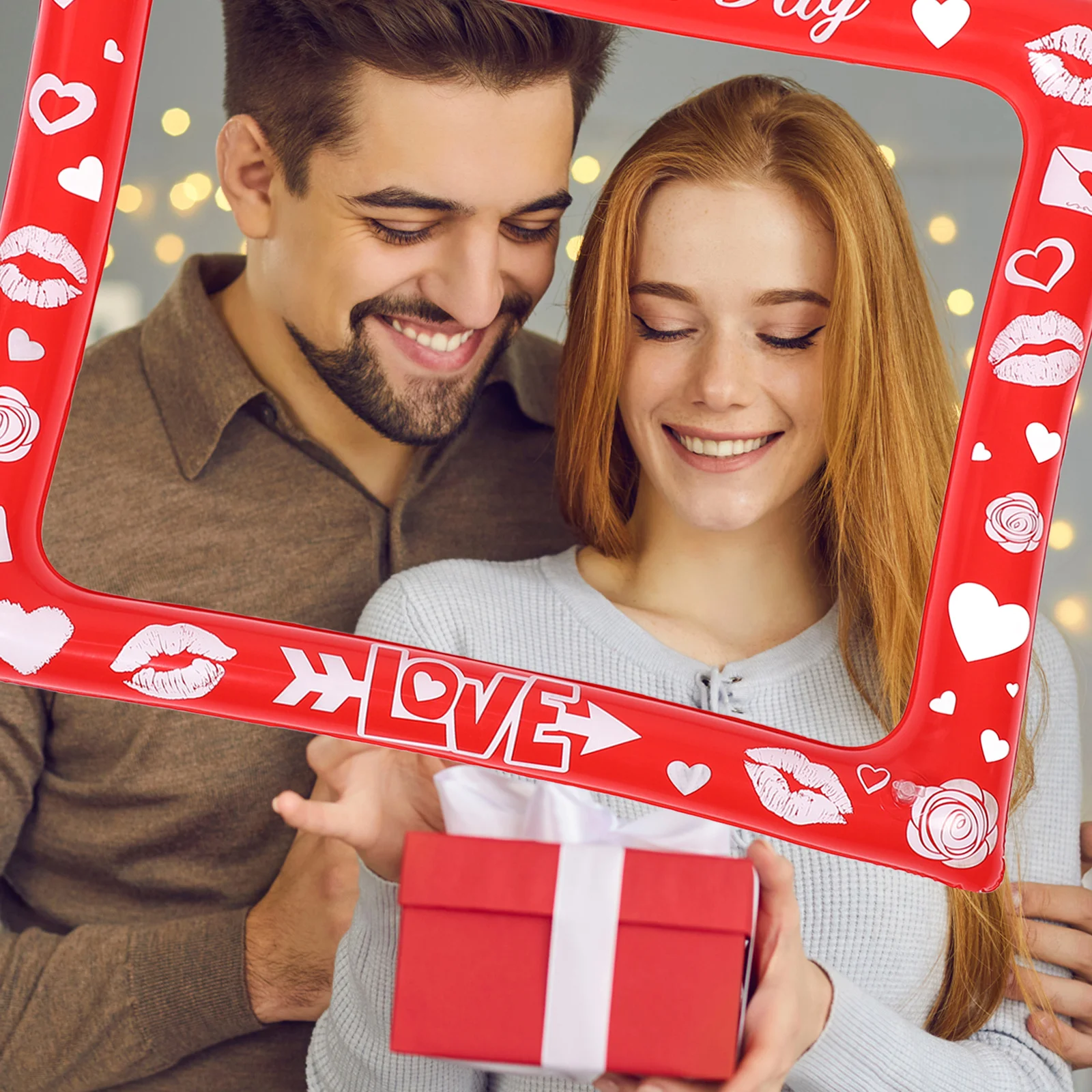 

Valentines Day Heart Photo Frame Inflatable Fun Romantic Photo Booth Prop Valentines Day Photography Party Decoration