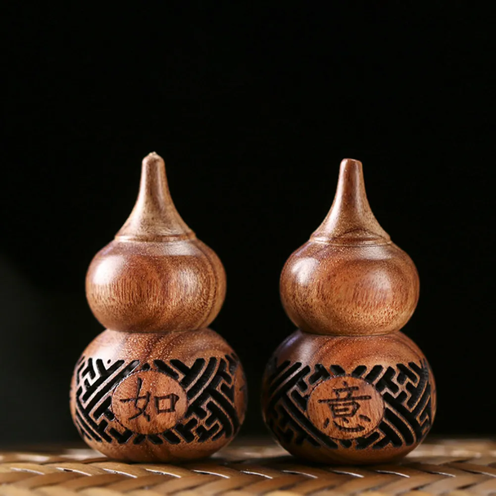 Wood Carved Gourd Sculpture Hollow Aroma Beads Sachet Openable Portable Diffuser for Bedroom Car Office Aromatherapy Accessory