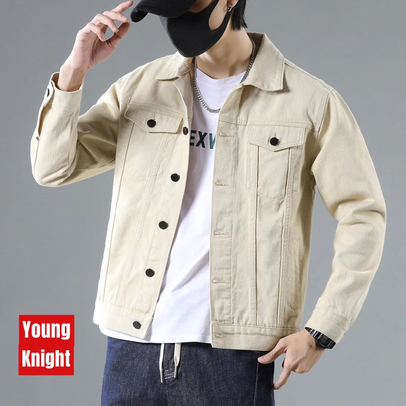 Men's denim cotton jacket spring and autumn youth new high-end quality fashionable business casual work clothes windbreaker coat