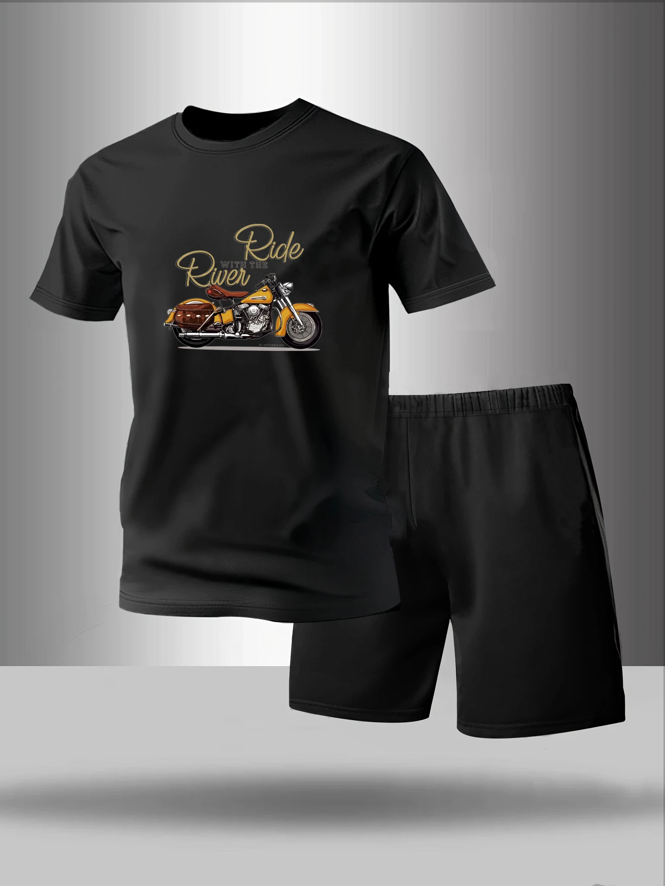 

Two piece men's pajamas for spring summer autumn winter short sleeved shorts fashionable geometric pattern home suit set