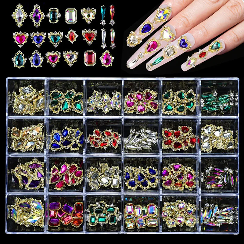 Nail Art Rhinestones Kit 3D Alloy Nail Charms Gems Luxury Crystal Nail Art Decorations Diamonds DIY Jewelry Manicure Accessories