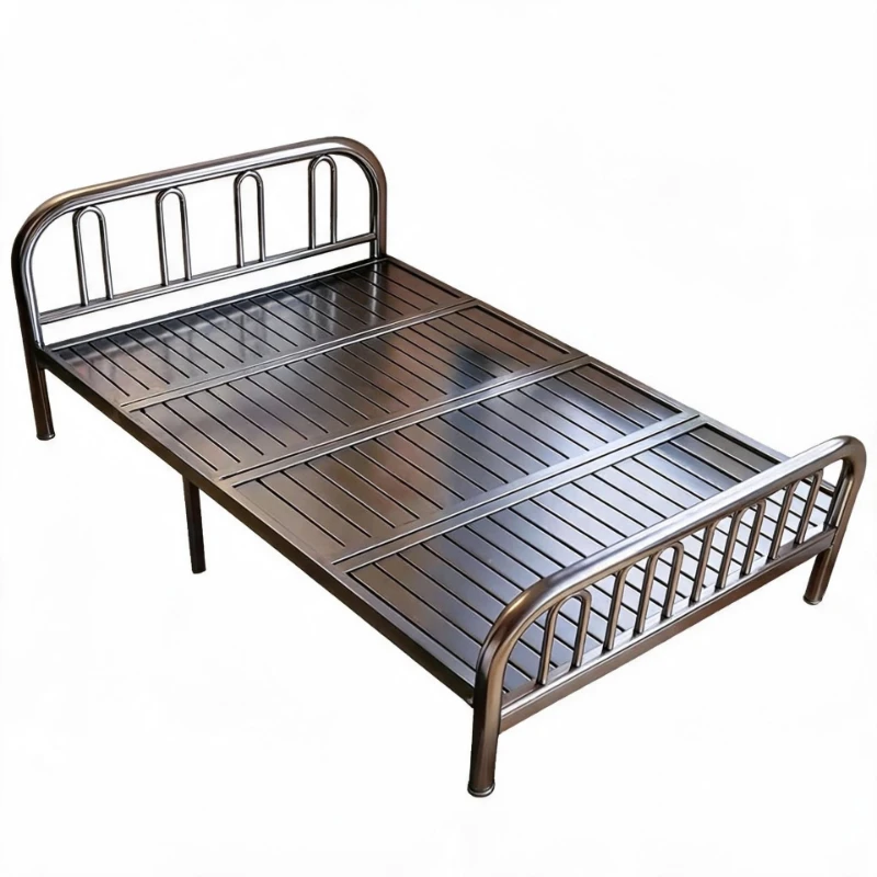 Installation-free foldable, bedroom splicing bed, adult home, wrought iron bed