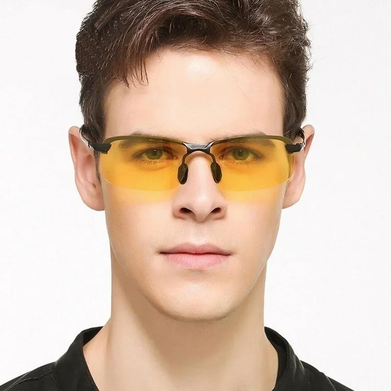 Glasses Men Polarized Sunglasses Color Changing Sunglasses Day and Night Dual-use Driver Driving Glasses Night Vision Fishing