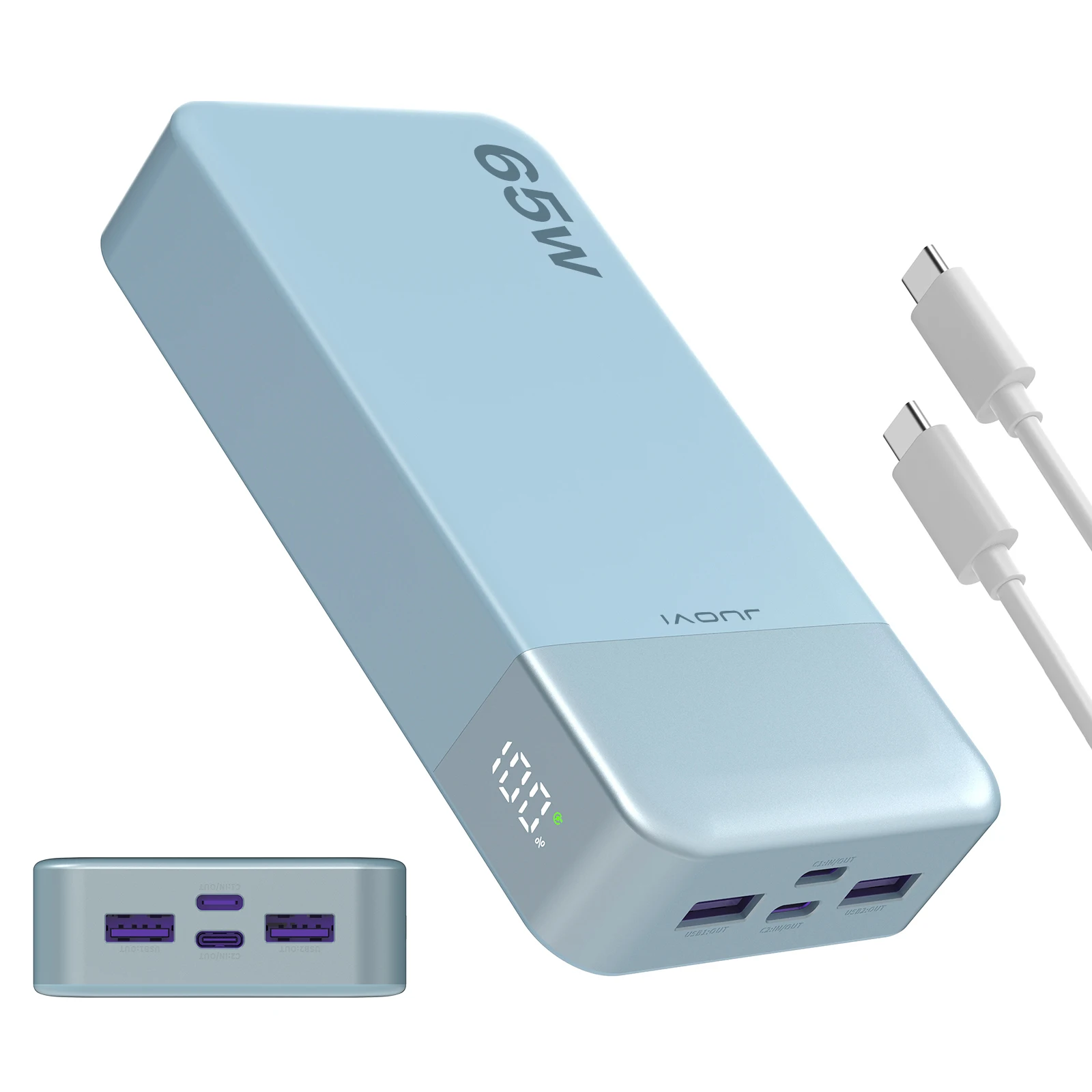 JUOVI Power Bank 65W 20000mAh Laptop Tragbares Ladegerät, PD QC Schnellladung Externer Akku für MacBook iPad Tablet iPhone