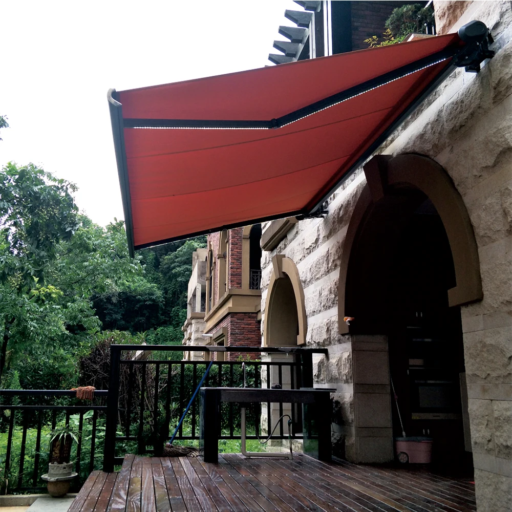 

Навес электрический выдвижной с защитой от УФ-излучения и дождя, с датчиком погоды и регулируемыми светодиодными лентами для улицы