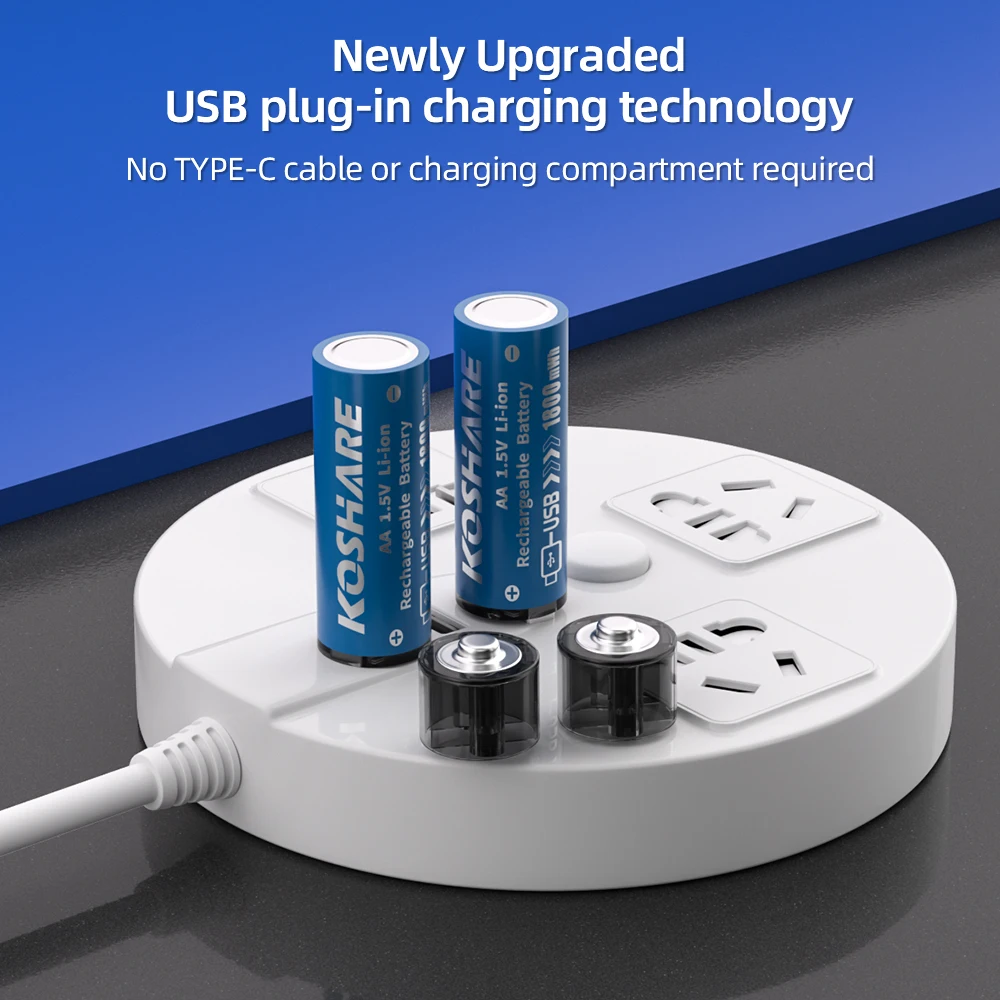 

KOSHARE AA 1.5V Li-ion Rechargeable Batteries 1800mWh USB Lithium AA Battery For Laser Pen LED Flashlight Cell+ Type-C Cable