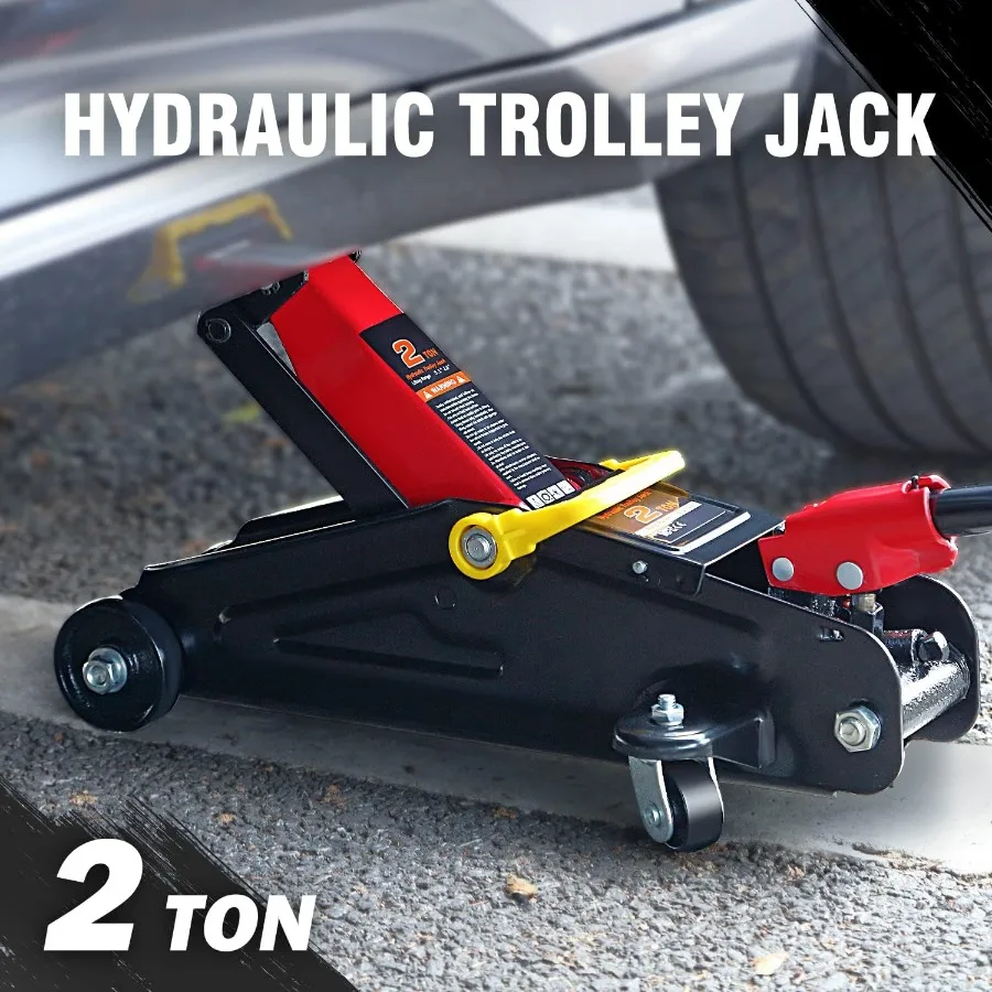 DNA MOTORING TOOLS-00234 Low Profile Hydraulic Trolley Service Floor Jack 2 Ton 4000 lbs Capacity Lifting Range 5.1