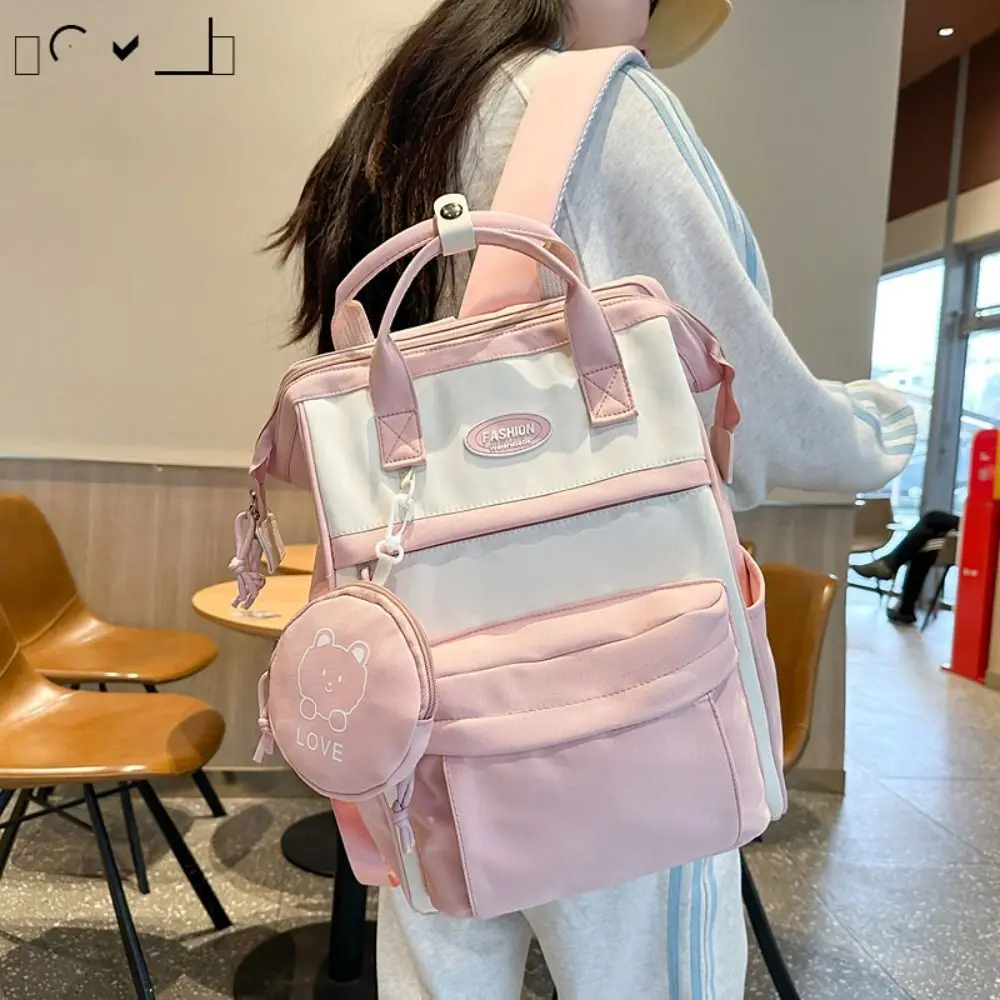 

Sweet Casual Student Schoolbag Large Capacity Simple Travel Backpack Book Bag Solid Color Korean Style School Bag Kids