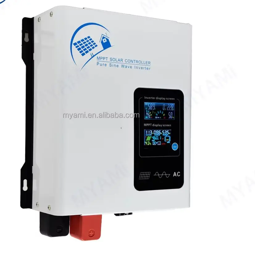 Adjustable 2300w Smart Solar Power Inverter Dual Display Grid Hybrid Mppt 60a Charge Factory Price With Fan