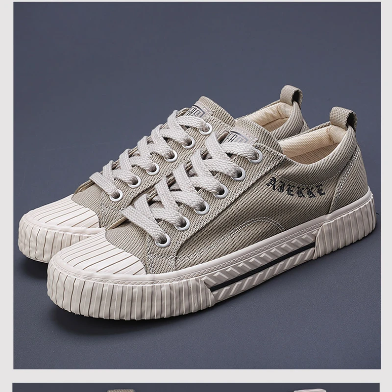 White Canvas Shoes for Men Casual Autumn Vulcanized Shoes Lace-up Students Cloth Shoe Men\'s Flats Sneakers Men Board Shoes