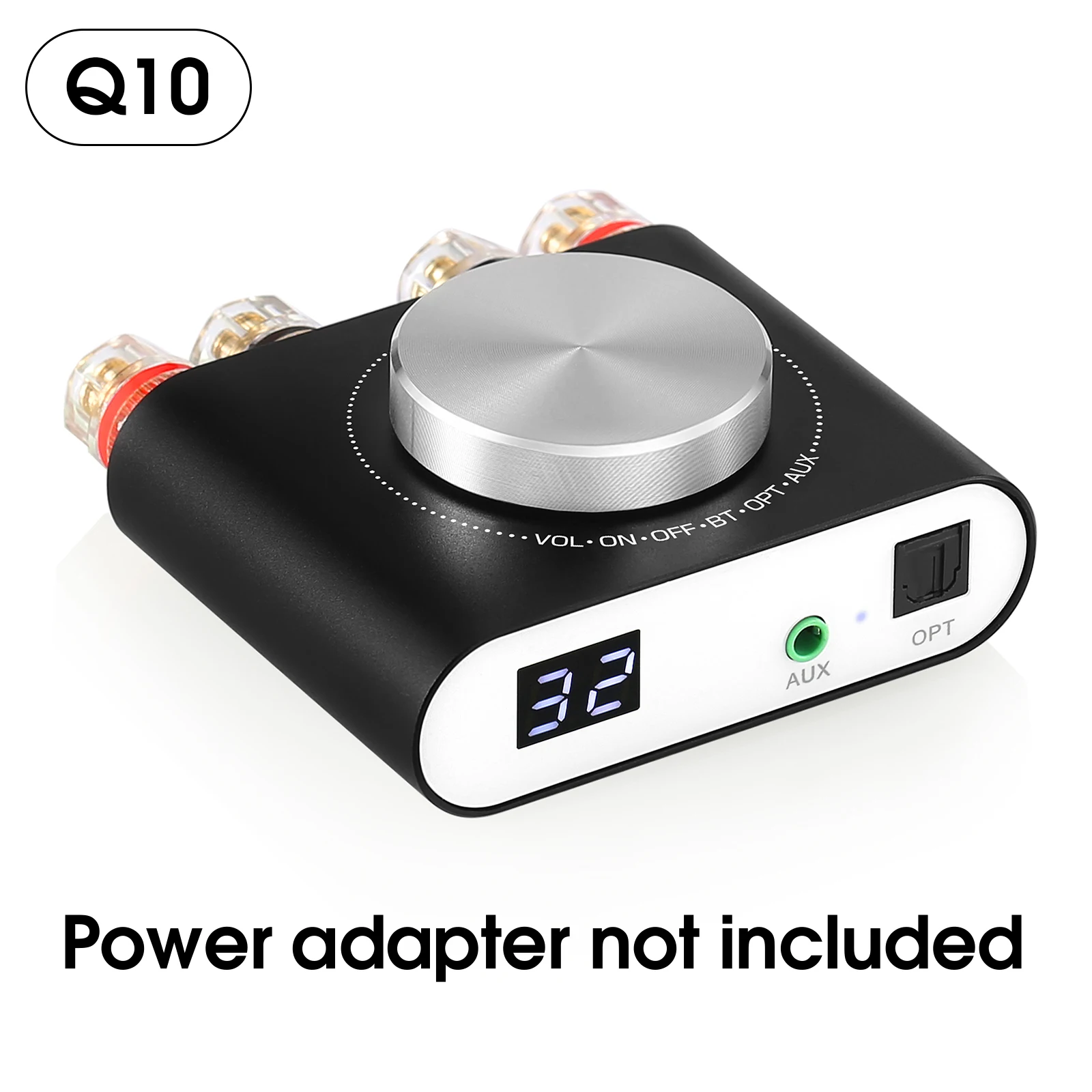 Nobsound Q10 Mini Digital AUX/Optischer Verstärker Bluetooth 5.0 Empfänger HiFi Klasse D Schreibtisch-Leistungsverstärker 100 W + 100 W 4