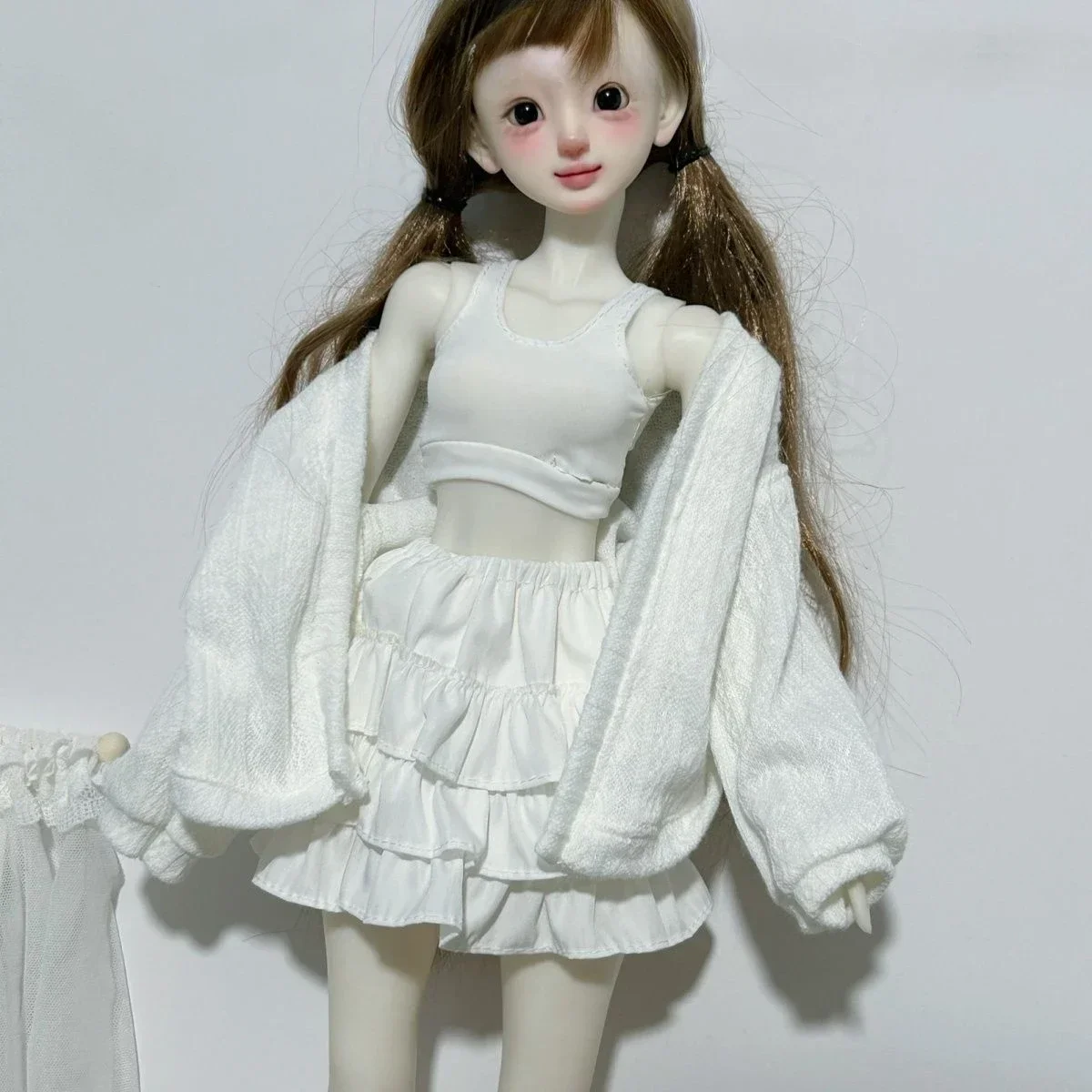 

Новый костюм для куклы 1/4 1/6 для куклы Bjd 45/30 см, игрушка для девочек, вязаный кардиган, жилет, юбка, наряд, аксессуары для куклы, без куклы