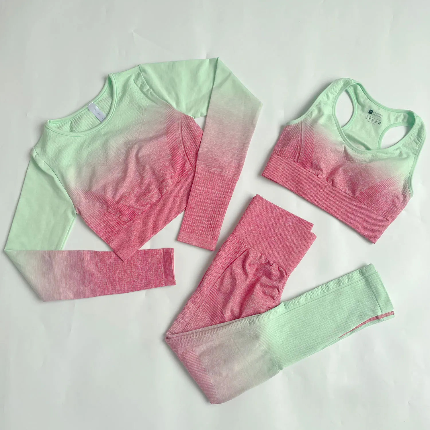 2\3PCS Seamless Yoga Sets Women Fitness Clothing Sport Suit Long Sleeve Top Paded Bra High Waist Leggings Tracksuit Workout Set image 6