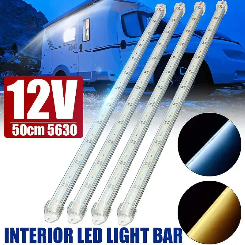 4pcs 50cm 12V LED Car Interior Led Light Bars Lamp Reading Light Tube Van Cabin Lorry Truck Camper Boat Camper