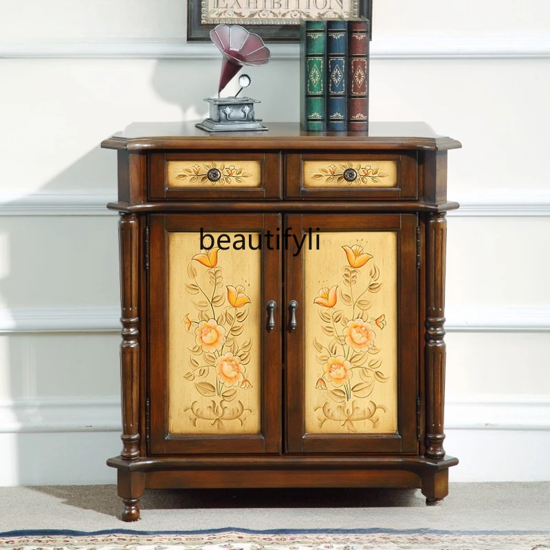 European shoe cabinet ultra-thin, American foyer entrance, living room storage, two buckets and two door side cabinets