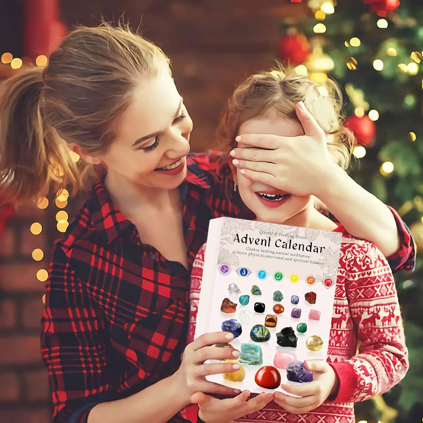 Minuterie visuelle pour enfants, calendrier de l'avent en cristal, 2025 pour enfants, 24 pierres précieuses et pierres naturelles, minuterie en verre de sable de l'avent, 15 Minutes