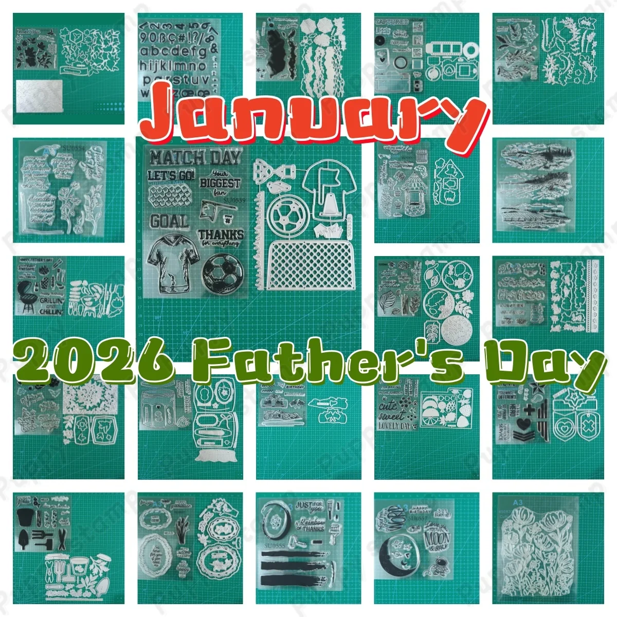 2026 Father Day Football Match Day Crew Paradise Garden Metal Cutting Dies Clear Stamps Hot Foil For DIY Scrapbook Craft