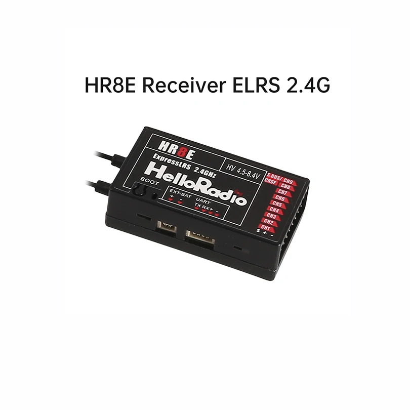 HelloRadio HR8E ELRS 2.4G 9 채널 PWM 전원 공급 장치, DC 4.5-7.4 V 리시버 듀얼 안테나 고정 날개 모델, RC 보트 범용