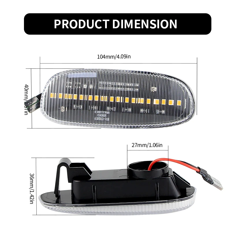 

2× for Subaru Impreza 1993 1994 1995 1996 1997-2001 - LED Dynamic Side Marker Turn Signal Light Auto Accessories OEM# 84401FA050