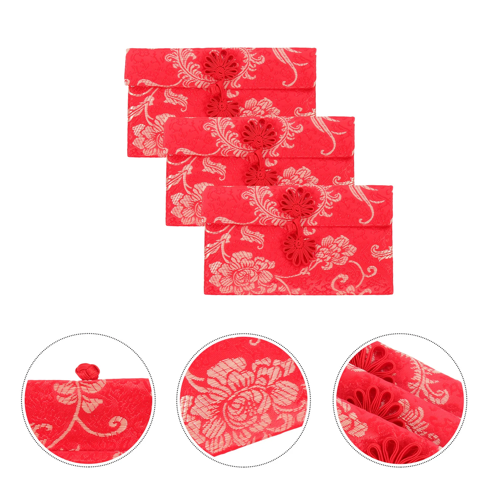 3Pcs Red Envelope Chinese Style Cloth Money Pocket Wedding Money Packet Wedding Decor Red Packet Hong Bao Chinese Hong Bao