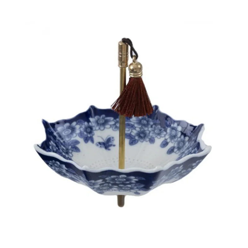 

LICE-Blue And White Umbrella Tea Strainer Tea Filter Screen Tea Ceremony Accessories Table Decorations Ornaments