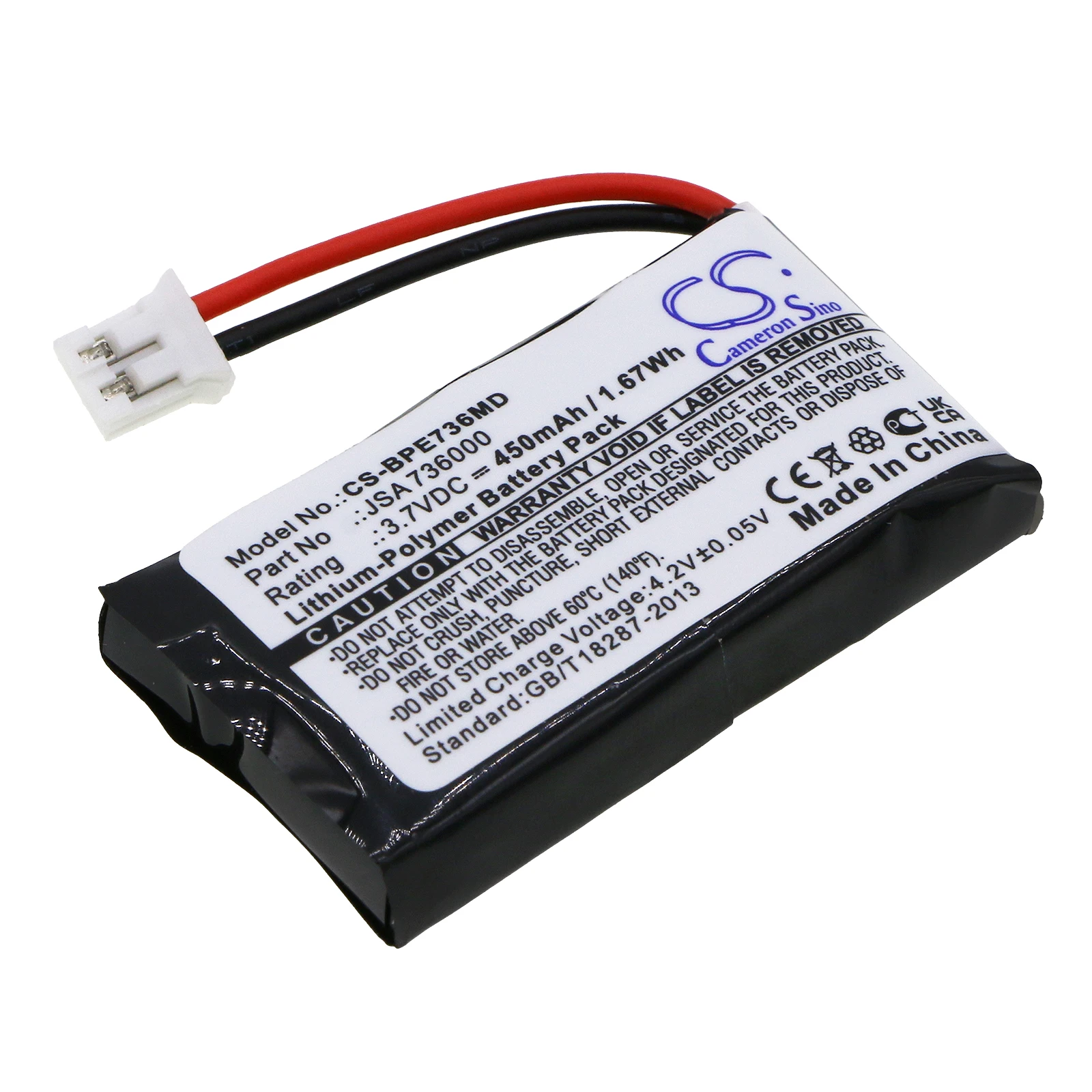 Li-Polymer Medical Battery for Biohit,3.7v,450mAh,Picus Picus NxT multichannel pipettes,SA 736000