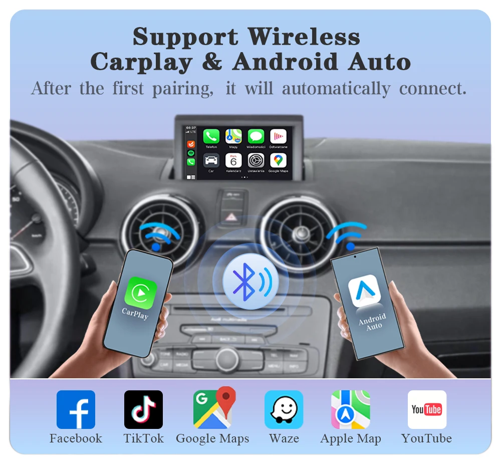 AUTOTOP Linux Wireless CarPlay Interface Box für Audi A1 Q3 2012-2018 mit Spiegel LinkaAirPlay Android Auto GPS Navigation BT – Detail 3