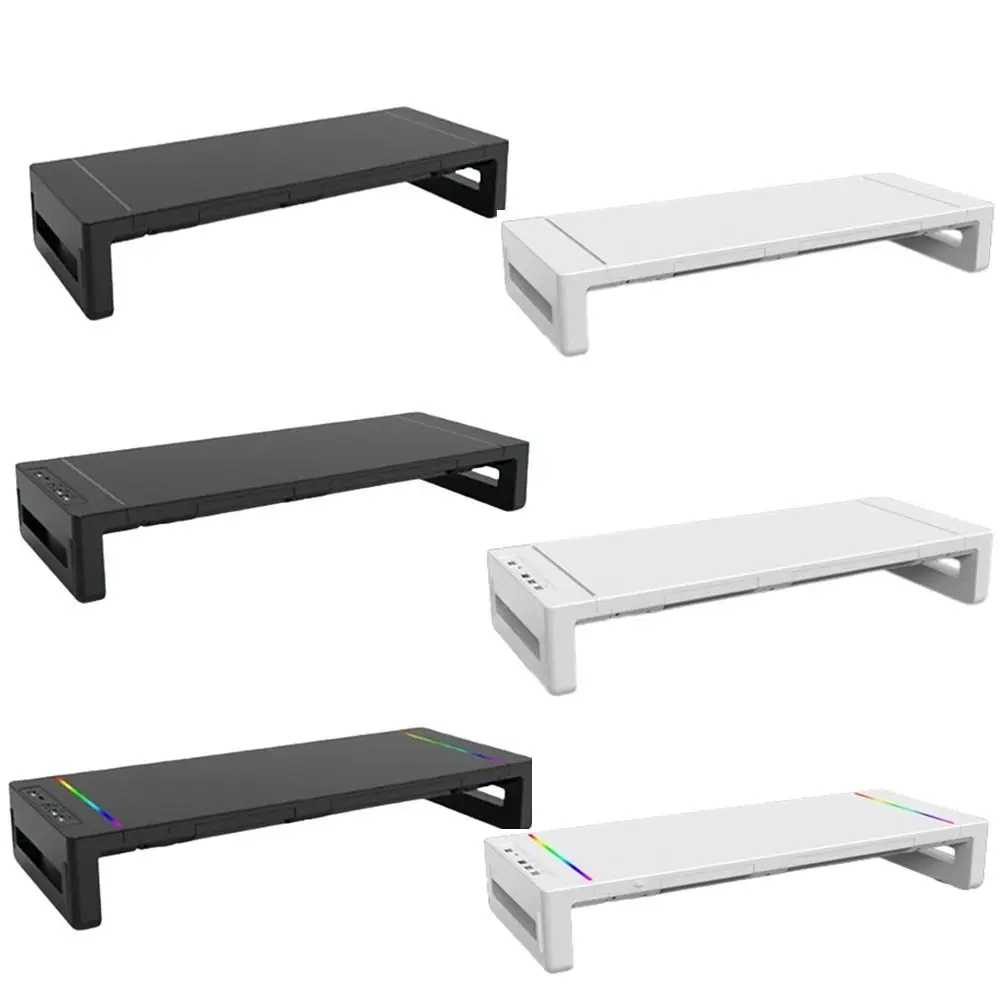 RGB Lights Monitor Stand Riser with USB Foldable USB 3.0 & 2.0 Hub Laptop Holder Phone Holder with Storage Drawer