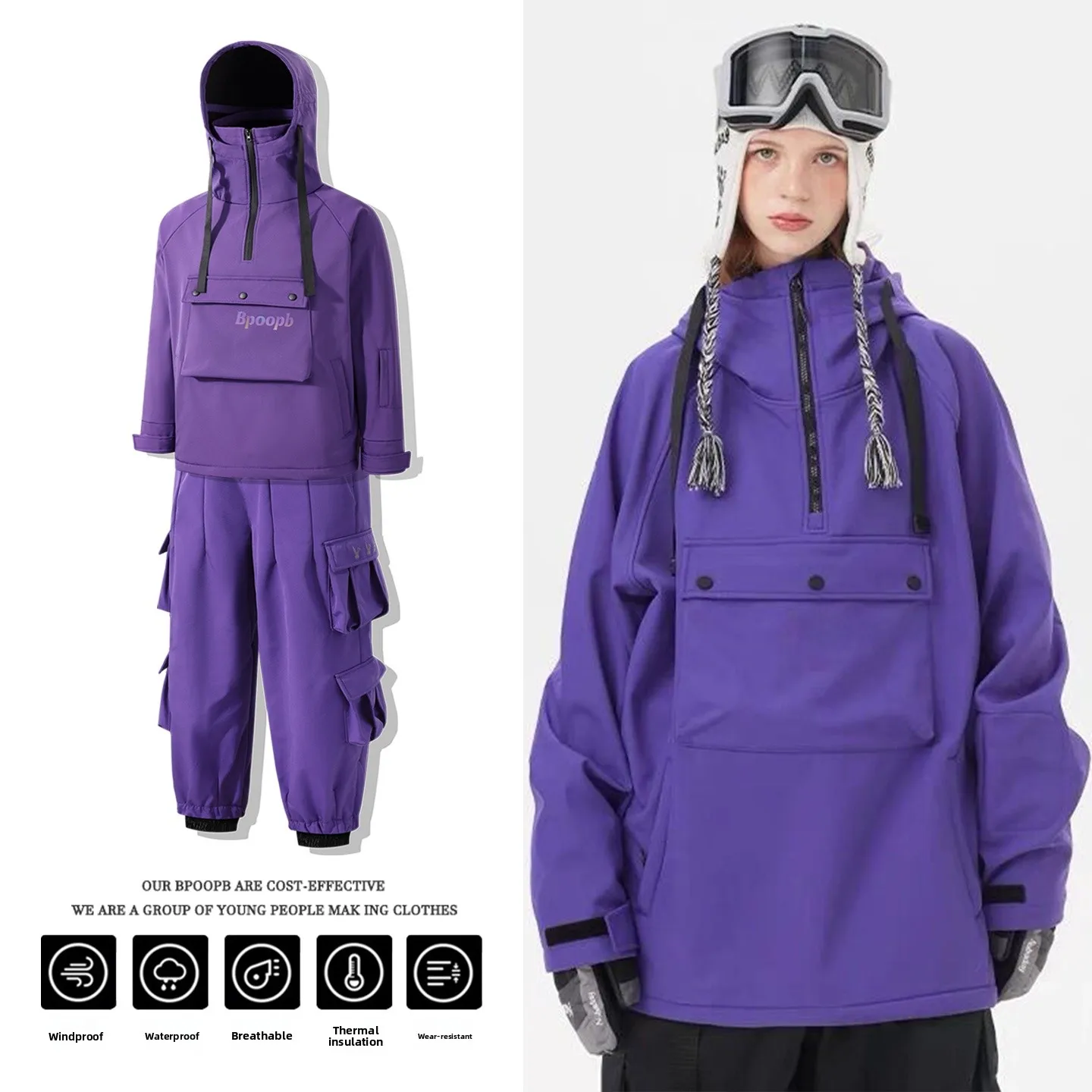 luminous-rabbit-snowboarding-suit-men's-women's-fce-lined-waterproof-windproof-warm-snow-suit-northeast-night-slide