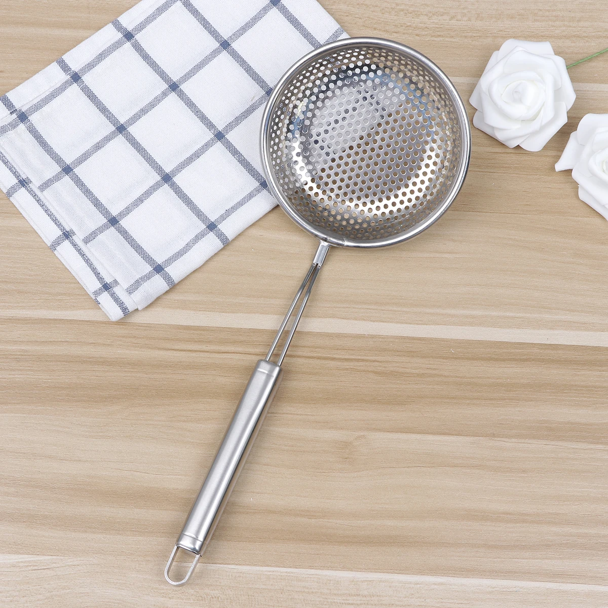 

20cm Stainless Steel Colander Scoop Skimmer Hot Pot Slotted Spoon Oil Filter Ladle Kitchen Utensil Rustproof for Home