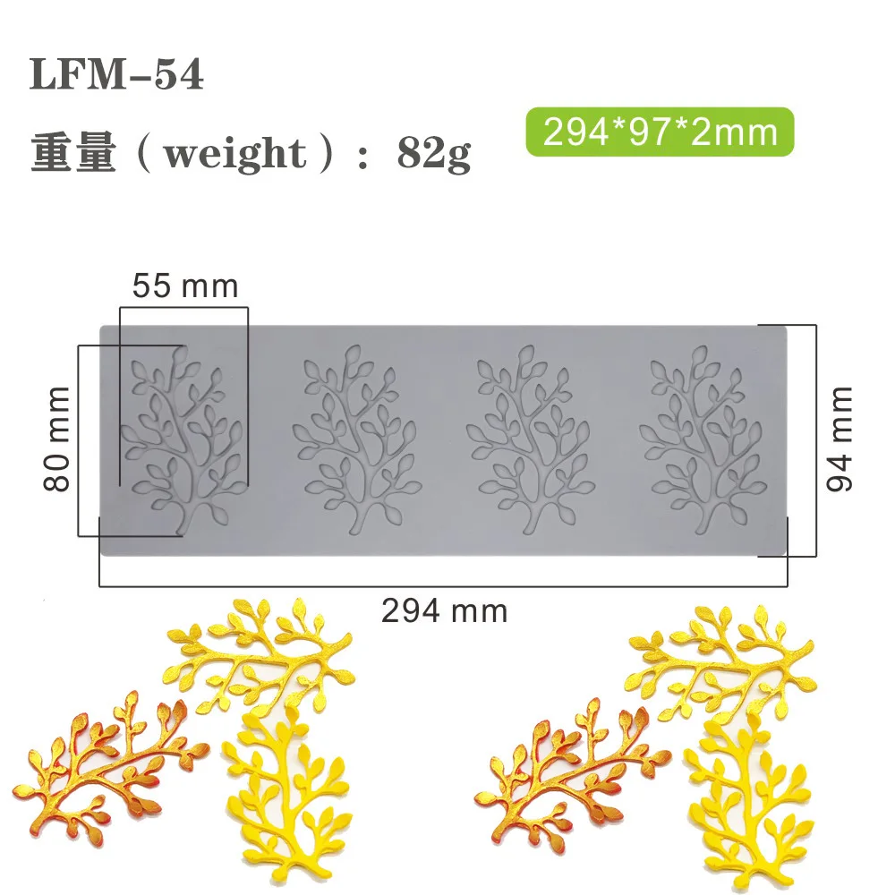 Dolian Coral Branches Leaf Fondant Lace Pad Silicone Mold DIY Chocolate Plate Cake Decoration Baking Mold Bakery Accessories