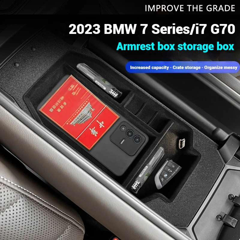 

Black plush version Armrest Box Storage For 23 BMW 7 Series/i7 G70 Car Central Control Console Sundries Box Interior Accessories