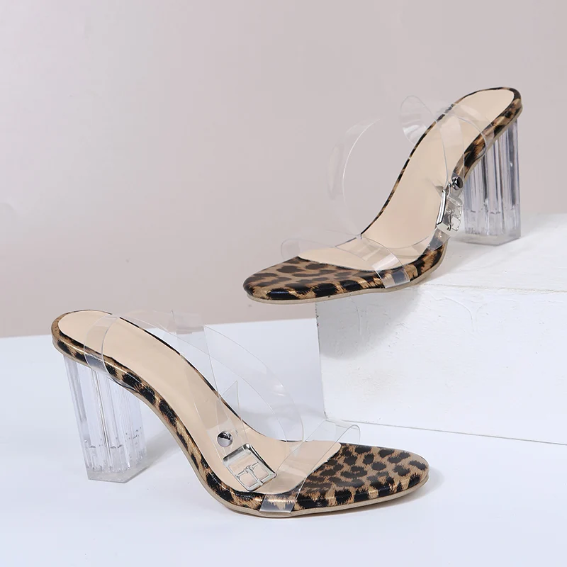 Summer PVC Jelly Sandals Women Fashion Sexy Crystal Open Toed High Heels Women Transparent Heel Sandals Ladies Plus Size 43