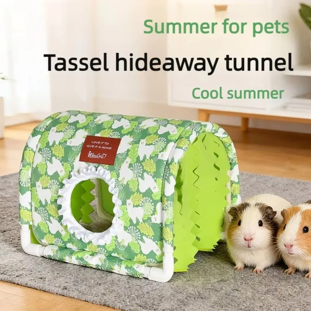 Cute Summer Hamster Shelter Large Bottomless Ventilated Cool Tunnel Tassel Tunnel Small Animal Cage For Rabbit Dutch Pig